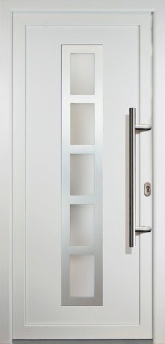 Meeth Aluminium-Haustür Signum Alu in Weiß mit satiniertem Glaseinsatz, nach innen öffnend, ohne Türgriff, Höhe: 208,0 cm, Breite: 98,0 cm, Tiefe: 7,0 cm - Bild 1