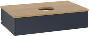 V&B Waschtischunterschrank Antao ohne Frontstruktur in Eiche Honig braun lackiert, B/T/H: 80 x 50 x 19 cm - Bild 1