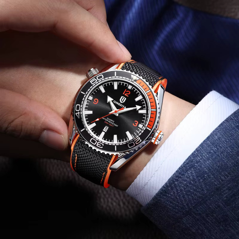 QINGXIYA Armbanduhr, Quarz, Silikon, Blau, Herren - Bild 6