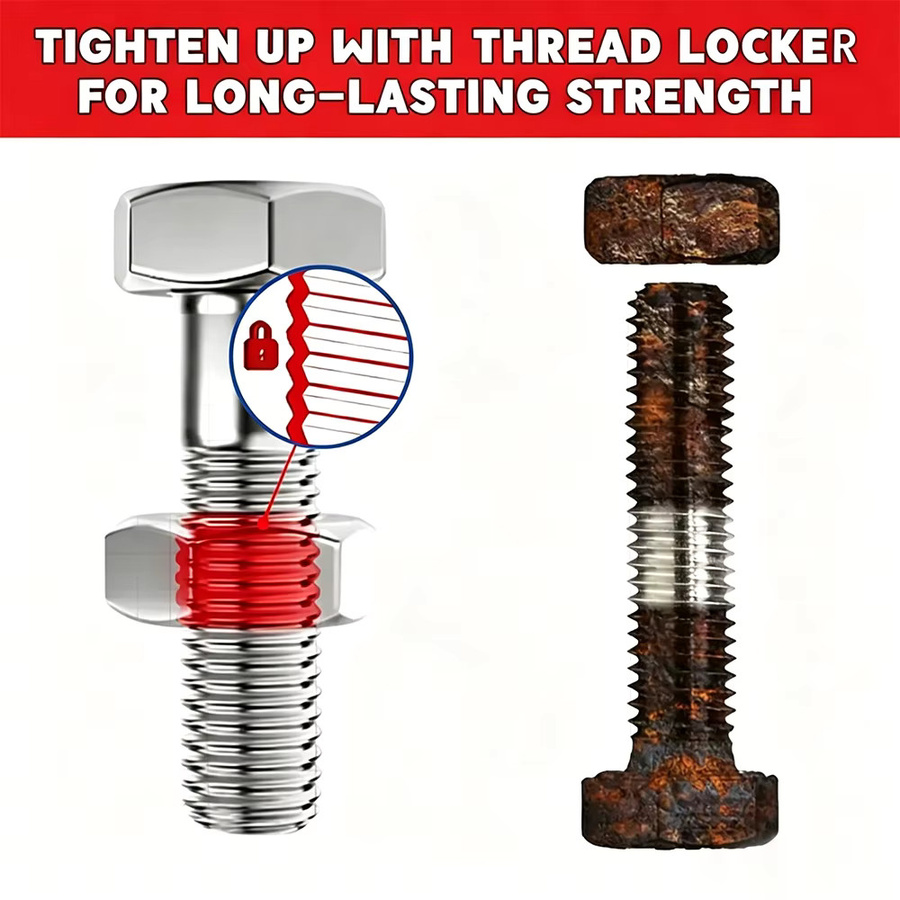 LOOLIFL Schraubensicherungskleber 271 Rot, Hochfester Anaerober Gewindedichtmittel zur Vibrationsfestigkeit, 10ml - Bild 5