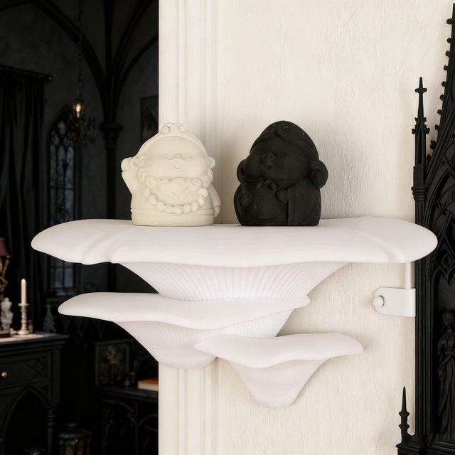 Wandregal in Pilzform im Gothic-Stil für deine Dekoration in Schwarz oder Weiß - Bild 1