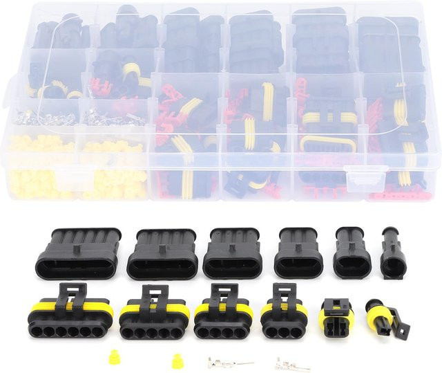 TOMTOP JMS 708 Stück Wasserdichte Auto-Kabelverbinder aus Kupfer in Schwarz für Beleuchtung und Elektronik - Bild 1