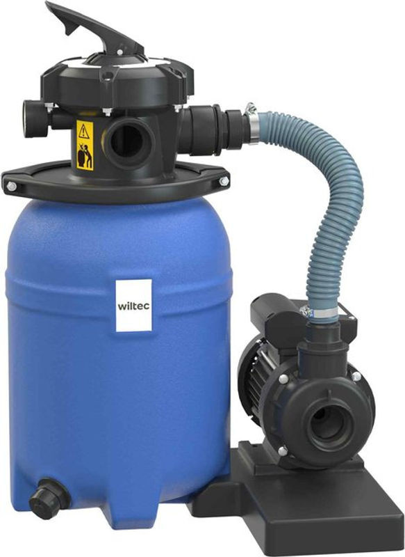 Wiltec Sandfilteranlage Blau aus Kunststoff mit 250 W, 14l Filtertank und selbstansaugender Pumpe mit 10000 L/h Leistung - Bild 1