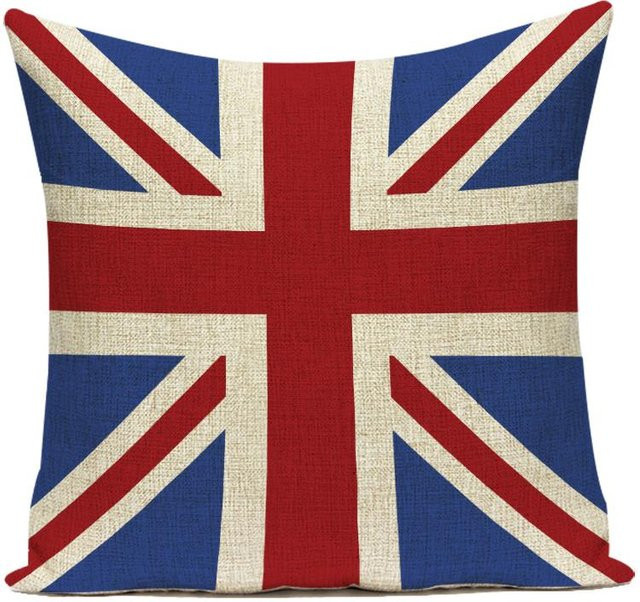 Retro Kissenbezug London Bus und Soldat Flagge in Rot aus Polyester, B/H: 65 x 65 cm - Bild 1