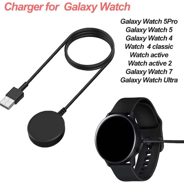 Uhrenladegerät für Samsung Galaxy Watch 5 Pro, 4, 3 Active, 2, 1 und Gear Sport/S3, tragbare Ladestation mit USB-C, Schwarz - Bild 1