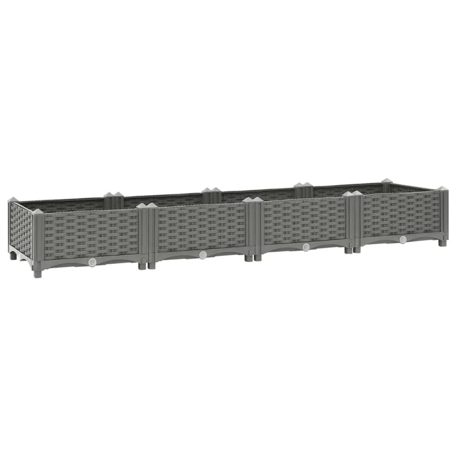 furnicato Hochbeet in Rattan-Optik aus Polypropylen, Grau, B/T/H: 160 x 40 x 23 cm - Bild 2
