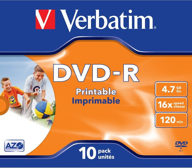 Verbatim DVD-R Rohlinge 4,7 GB bedruckbar im 10er Pack mit Jewelcase - Bild 2