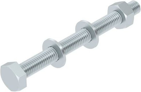 OBO Bettermann Sechskantschraube aus Stahl in Silber, Durchmesser: 10 mm, Länge: 110 mm, 20 Stück - Bild 1