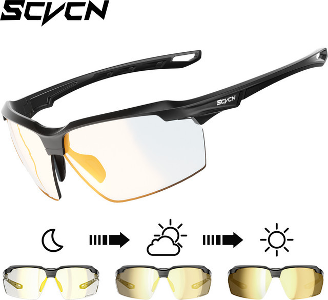 SCVCN Sportsonnenbrille, Unisex, black, selbsttönend - Bild 1