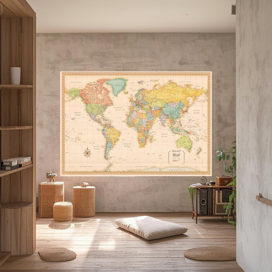 Weltkarte Leinwandkunst Poster von Simple Home in Multicolour, B: 90 cm, H: 60 cm - Bild 2