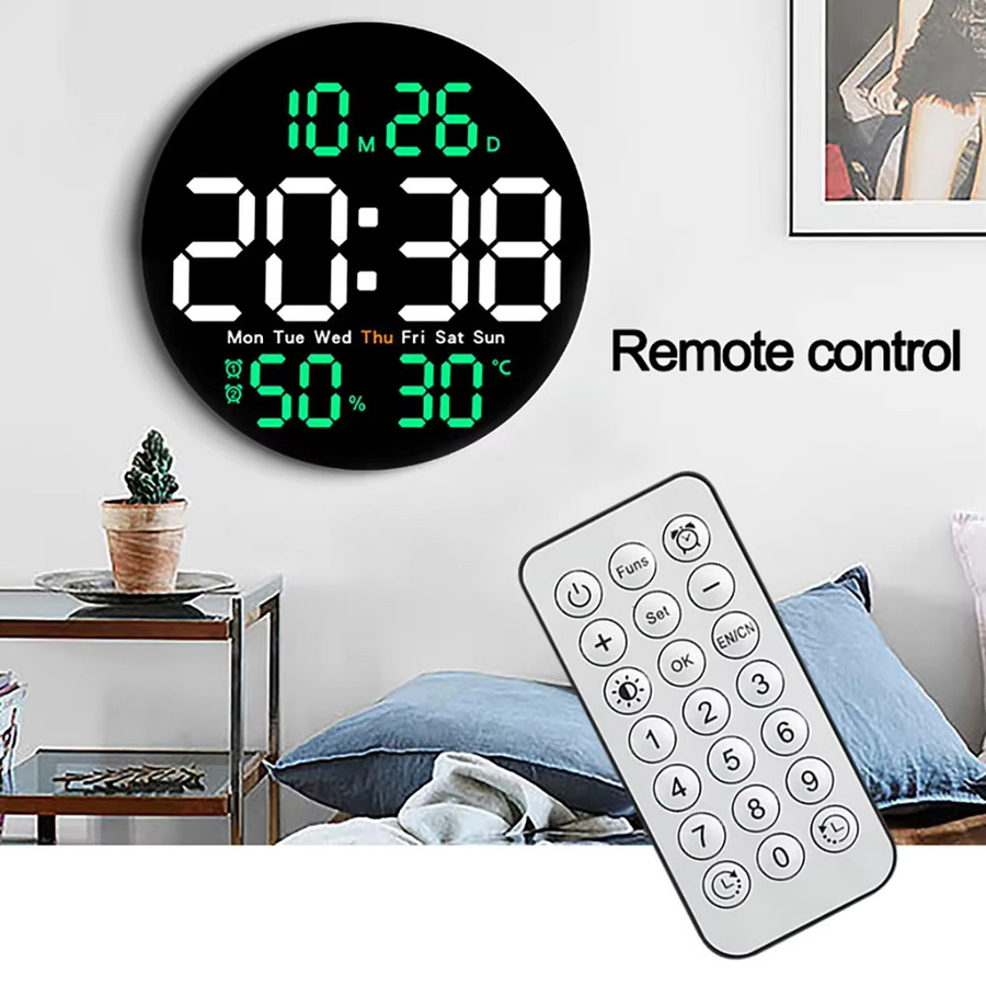 WOKLOK Digitale Wanduhr mit Countdown-Funktion, modern und rund, Schwarz oder Blau, Durchmesser: 25,5 cm - Bild 4