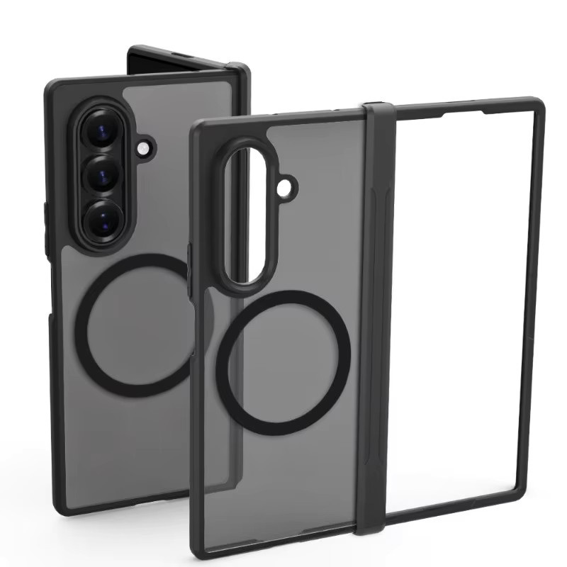 MagSafe Handyhülle mit Scharnierschutz für Samsung Galaxy Z Fold 8 7 6 5 4, transparente und schwarze Schutzhülle mit Magnetfunktion und mattem Finish - Bild 6