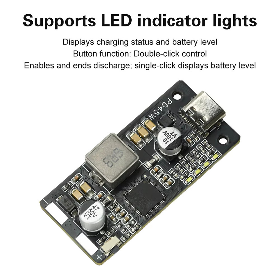 diymore Lithium-Eisenphosphat-Batterie-Lade- und Entlademodul 2-6S mit PD45W Schnellladung und USB-C-Schnittstelle, Schwarz - Bild 2