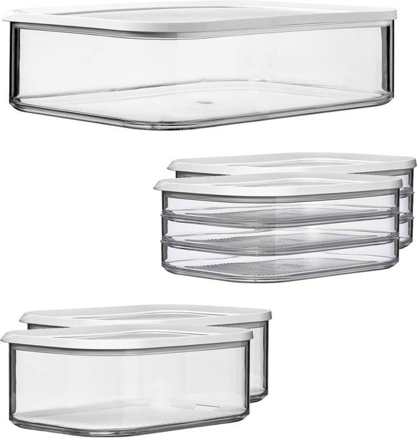 Mepal Modula Aufschnittdosen 5er Set, transparent und weiß, luftdicht aus Kunststoff - Bild 1