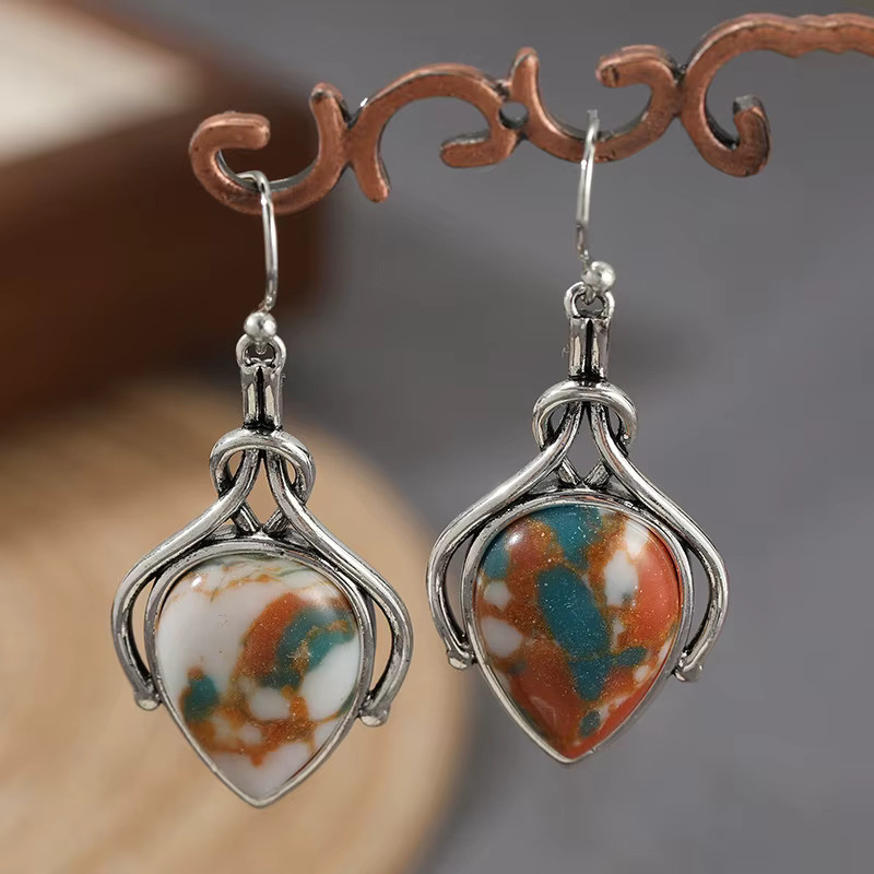 YoYo Charm-Ohrringe, Tropfenform, Synthetischer Türkis, Damen - Bild 1