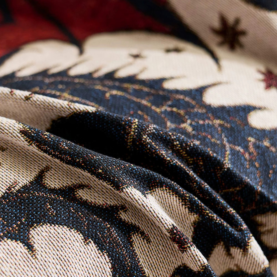 Textile City Fantasy Dragon Moon Überwurfdecke Jacquard-Webung Vintage Floral, Mehrfarbig, B/B/H: 160 x 130 cm - Bild 3