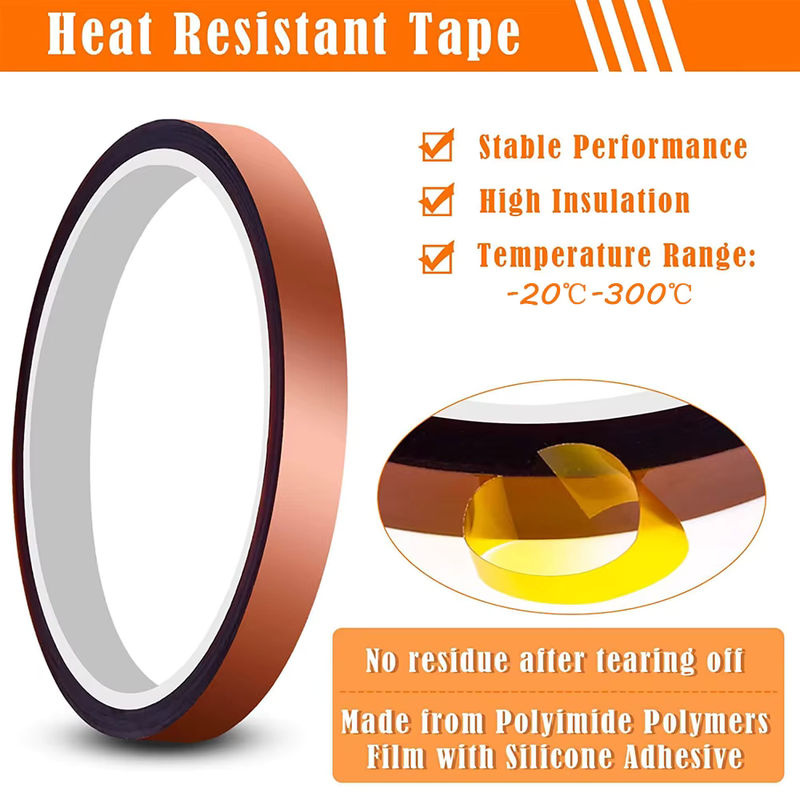 TFAAI Polyimid-Klebeband in Gold, hitzebeständiges Hochtemperatur-Maskierband zum Löten, Länge: 33,0 m, Breite: 10,0 mm - Bild 5