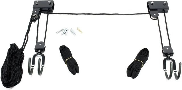 Wiltec Universal Deckenlift als Seilzugsystem für Fahrräder, Kanus oder Kajaks bis 45 kg in Schwarz - Bild 1