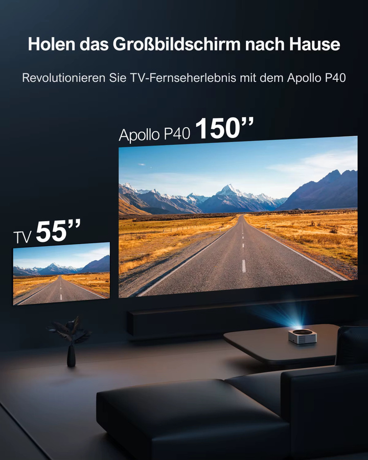 ULTIMEA Apollo P40 Smart Home Theater Projektor mit Native 1080P Full HD, 4K-Unterstützung, WLAN und Bluetooth sowie Autofokus - Bild 2