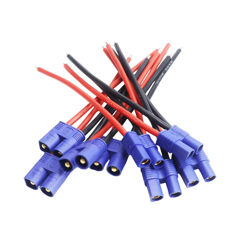 4er Set EC3 Pigtail Kabel mit Rundsteckern, verzinntes Ende aus Silikondraht, 100 mm Länge für RC, Airsoft und Batterieladegeräte - Bild 2
