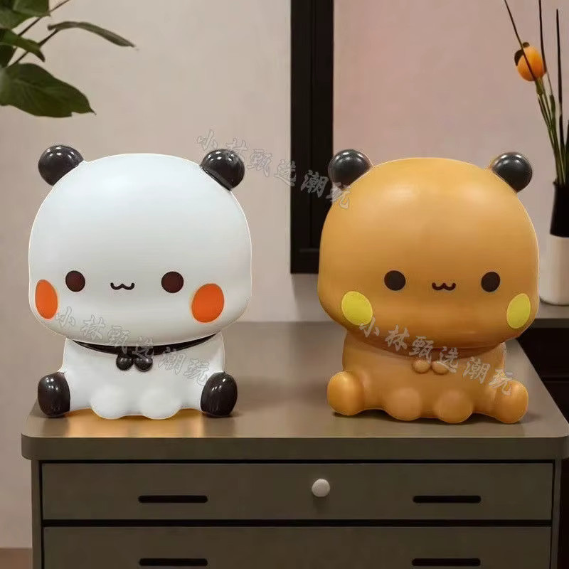 Bubu und Dudu Panda Mini Nachtlicht, Kawaii Cartoon Kinder Nachttischlampe mit Augenschutz, Batteriebetrieben, Weiß - Bild 2