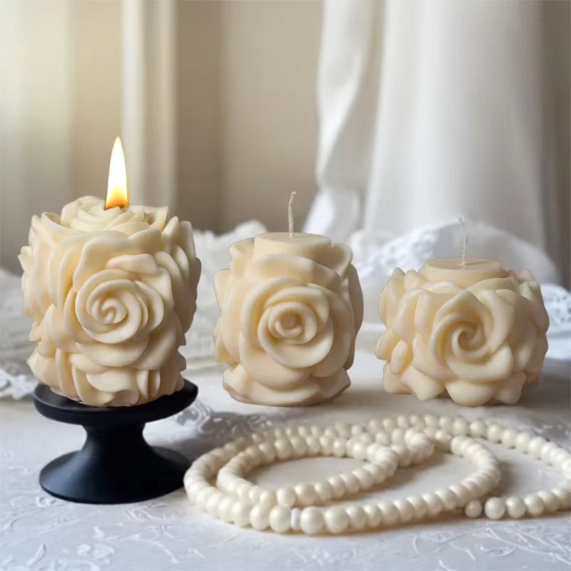 Silikonform für DIY Rosen-Zylinderkerzen und Gips-Handwerk von LONTL in Weiß - Bild 2