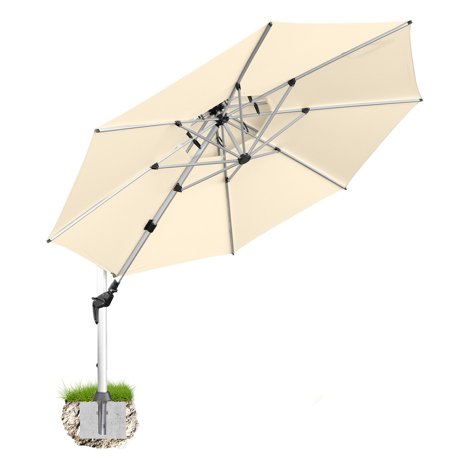 anndora Ampelschirm Natural - 4m runder Sonnenschirm in Beige mit Bodenanker, 360 Grad drehbar und schwenkbar neigbar, UPF 50 - Bild 1