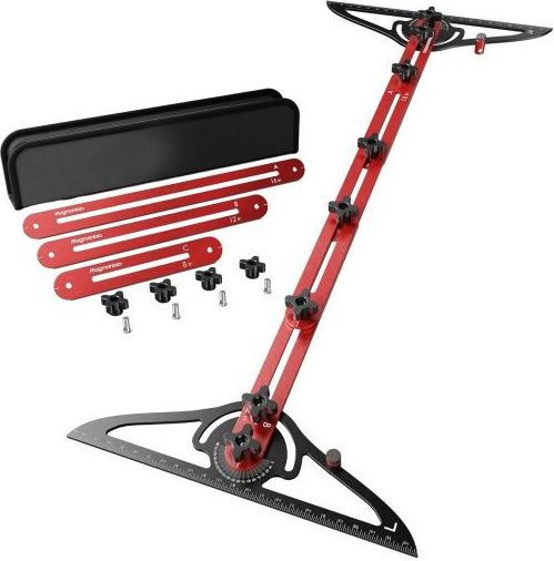 Treppenlineal aus roter Aluminiumlegierung mit verstellbarem Schwenkende für Treppenstufen-Schablonen, Längenbereich 8-60 Zoll - Bild 1