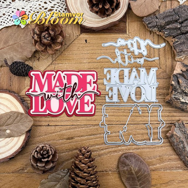 Metall-Stanzformen Schöne Schichten HERGESTELLT MIT LIEBE für Scrapbooking und dekorative Prägung in Silber - Bild 1