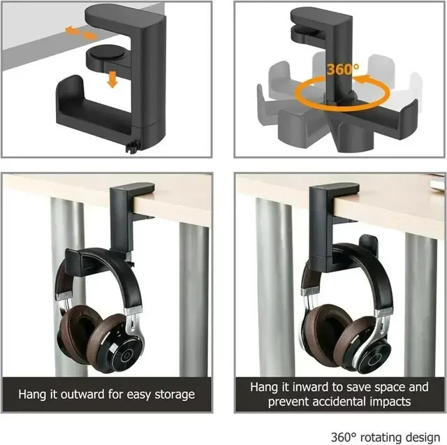 BMAD Gaming-Headset-Ständer in Schwarz mit verstellbarer 360-Grad-Kopfhörerhalterung und Kabelclip für deinen PC-Schreibtisch - Bild 1