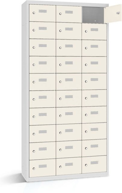 rotstahl Wertfachschrank mit 30 Fächern in Weiß, B/T/H: 117,5 x 50 x 180 cm - Bild 1