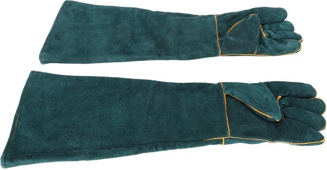 KONNWEI Anti-Tierbiss-Handschuhe aus Leder für Reptilien und Vögel in Grau und Grün - Bild 1