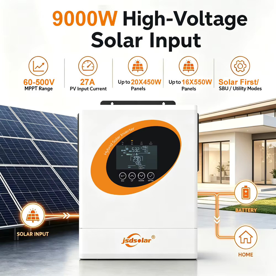 Jsdsolar 6,5KW 48V Hybrid-Solarwechselrichter mit MPPT 120A Solarladegerät, Reiner Sinuswellen On/Off-Grid Wechselrichter, WiFi, Doppel-AC-Ausgang, Farbe: Weiß - Bild 3