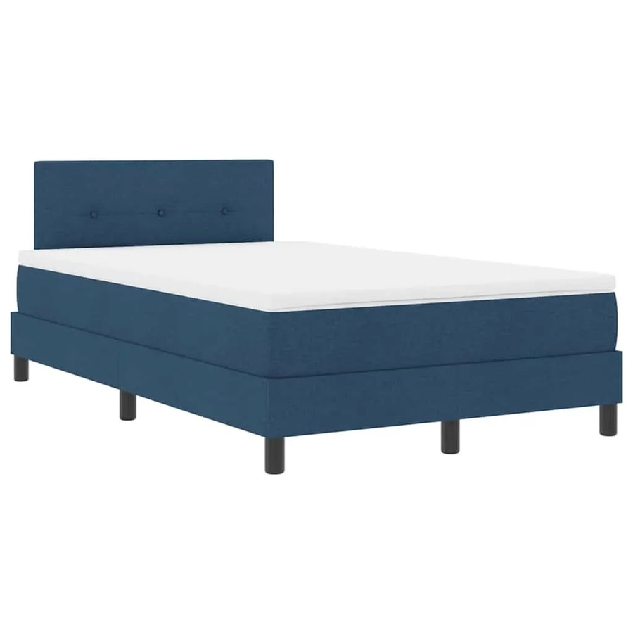 vidaXL Boxspringbett mit Matratze und LED-Unterbettbeleuchtung in Blau, Stoff, B/T/H: 120 x 190 x 88 cm - Bild 2