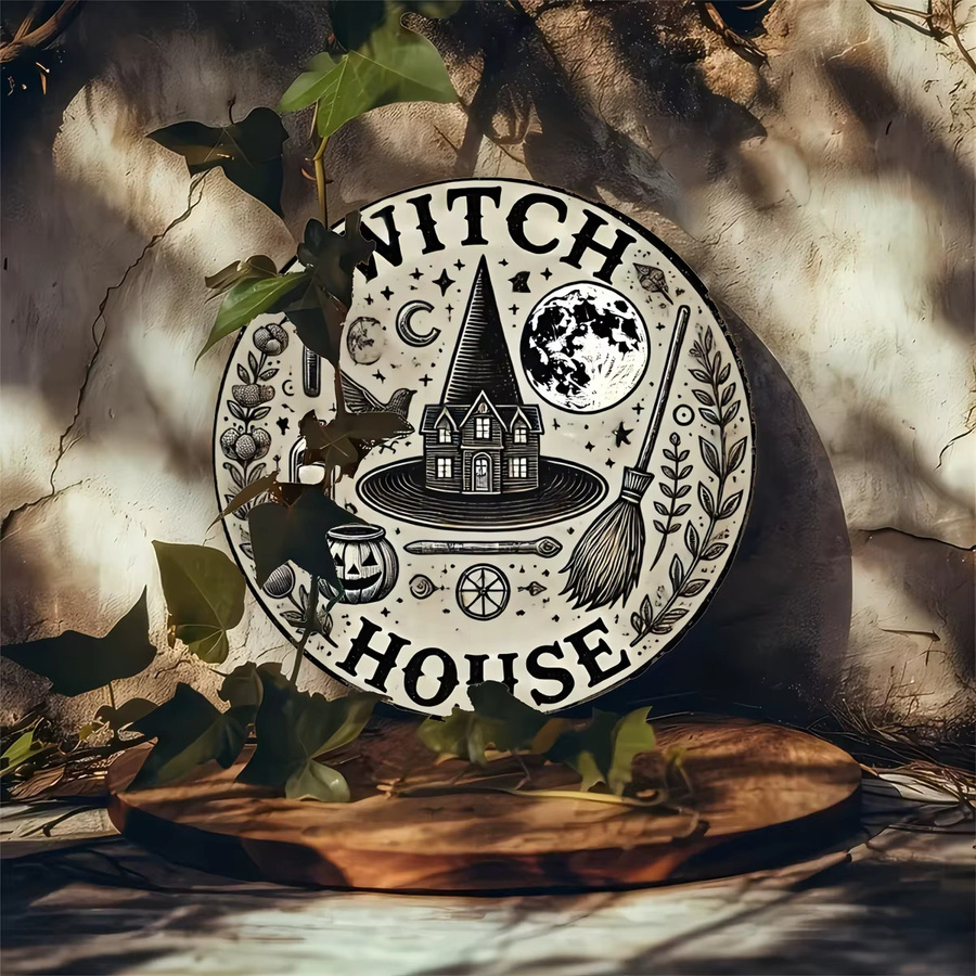 Potdemiel Vintage Witch's House Aluminiumschild Rund, Mehrfarbig, Durchmesser: 20,3 cm - Bild 4