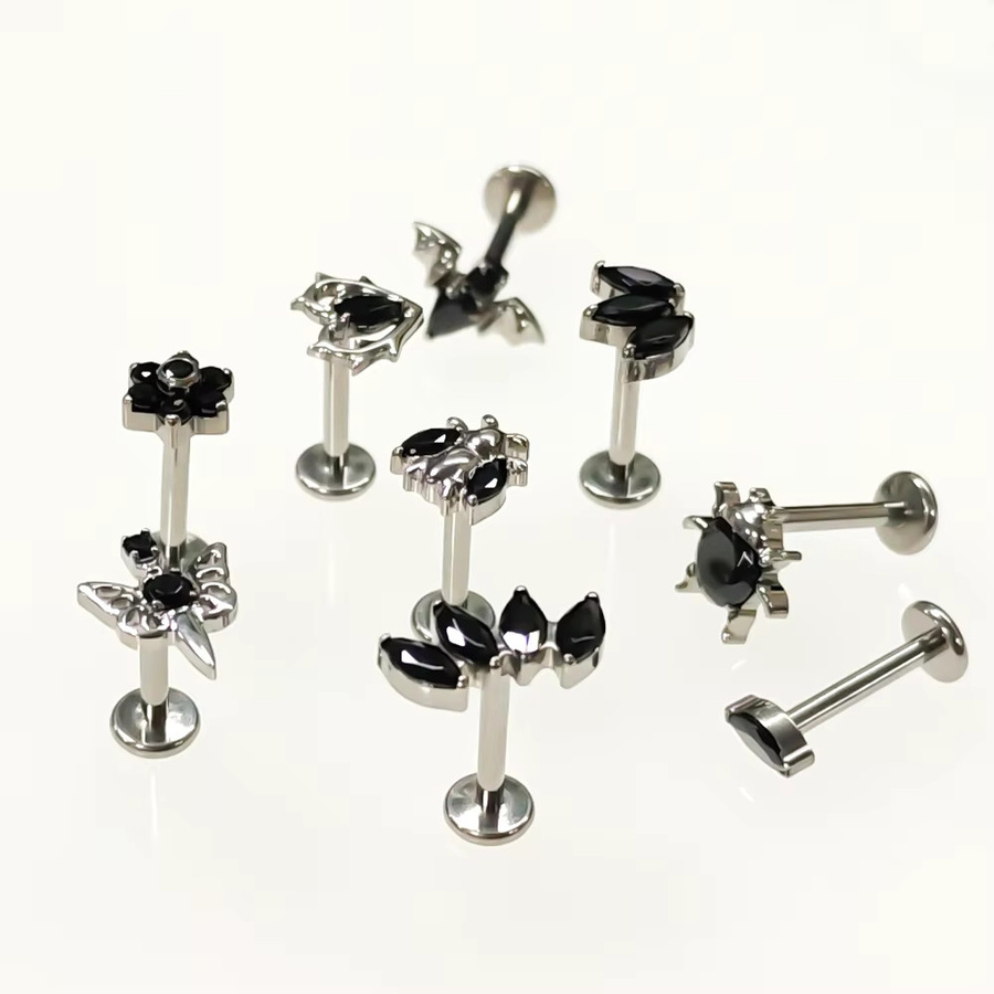 PUTITUP Ohrstecker-Set, Titan, Schwarz, Zirkonia - Bild 3