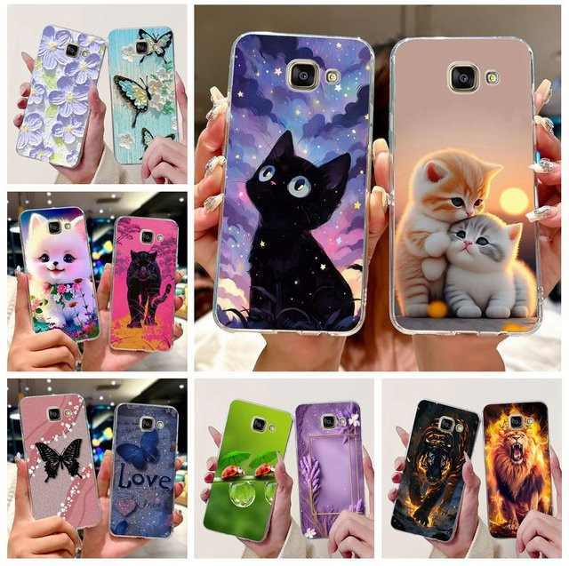Samsung Galaxy A5 2016 2017 Silikon Handyhülle mit süßem Katzen-Cartoon Design in Multicolour für Modelle A510F und A520F - Bild 1
