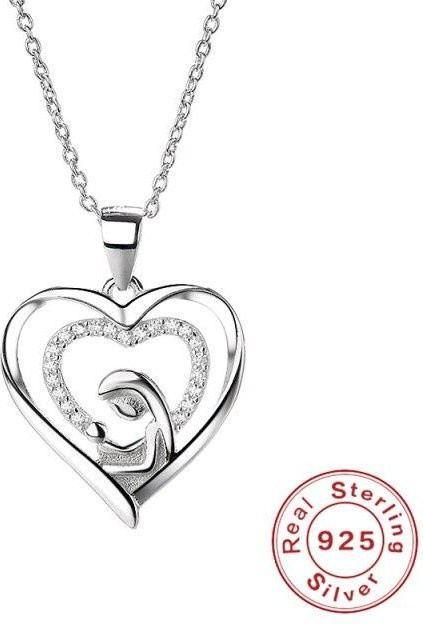 Halskette 925 Silber, Herzförmig, Diamant, Zirkonia, Damen, Weiß - Bild 1