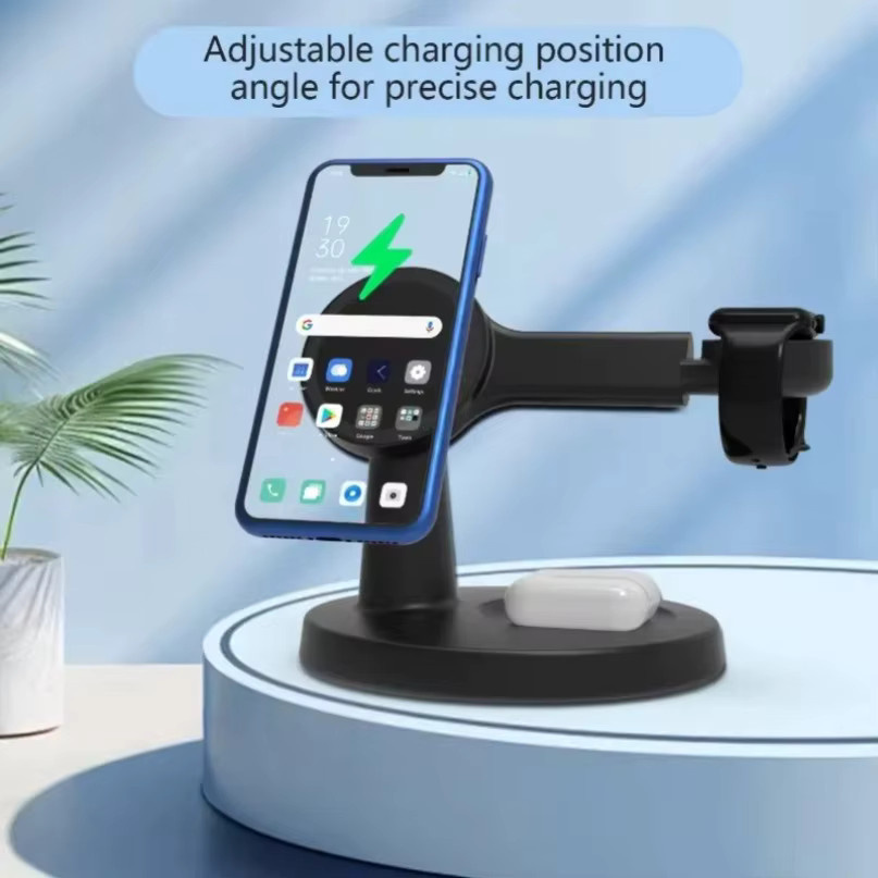 VIKEFON Magnetische 3-in-1 Kabellose Ladestation für MagSafe iPhone, Apple Watch und AirPods Pro in Schwarz - Bild 2