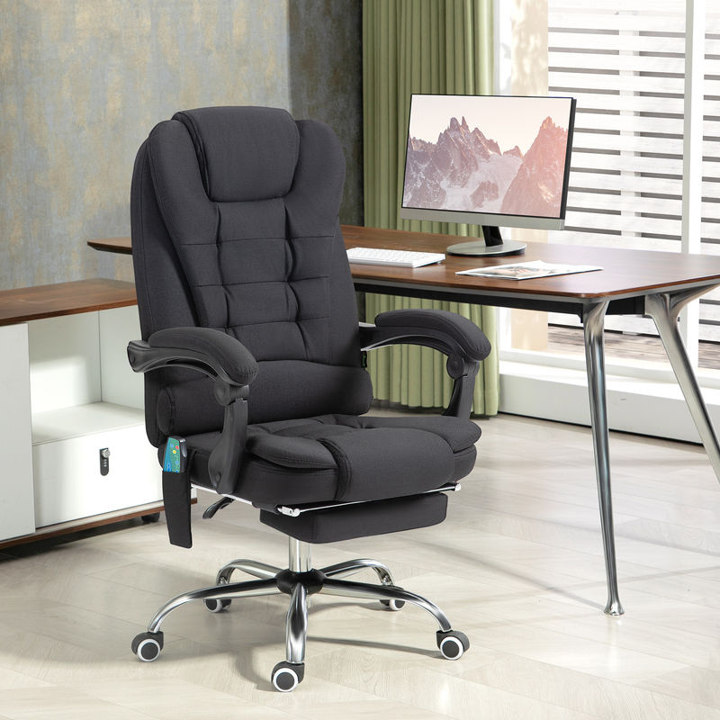 Vinsetto Ergonomischer Bürostuhl mit Massage- und Wärmefunktion, Schwarz, Schreibtischstuhl mit Fußstütze und Seitentasche - Bild 2