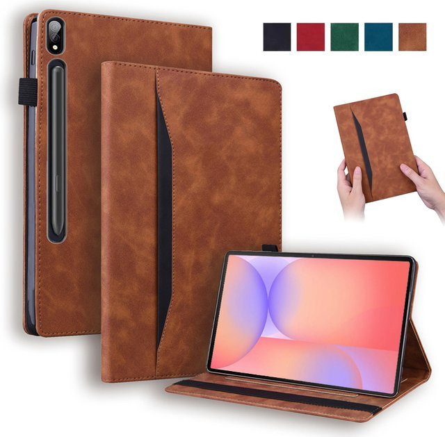 Luxus Brieftaschen-Schutzhülle für Samsung Galaxy Tab S10 Lite 10,9 Zoll mit Standfunktion in Grün und Braun - Bild 1