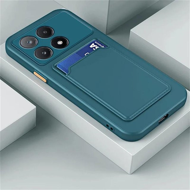 Silikon-Handyhülle mit Kartenfach für Xiaomi Poco X7 X6 X5 X4 X3 Pro 5G NFC GT in Petrol - Bild 1