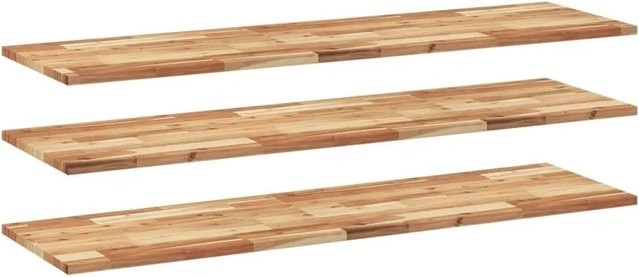 vidaXL Schweberegale Set aus 3 Stück aus Massivholz Akazie, braun, ölbehandelt, B: 120 cm, T: 40 cm, H: 2 cm - Bild 1