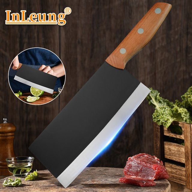 InLeung Handgeschmiedetes Chef-Metzger-Messer aus Edelstahl mit Holzgriff in Silber - Bild 1