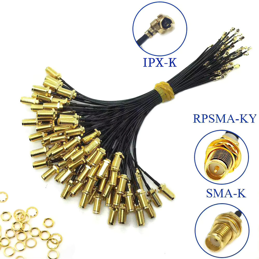 Stlxy 100 Stück SMA-Anschlusskabel Set, Buchse auf uFL/u.FL/IPX auf RP-SMA Buchse, RG1.13 Kabelbaugruppe, Farbe: Schwarz - Bild 2