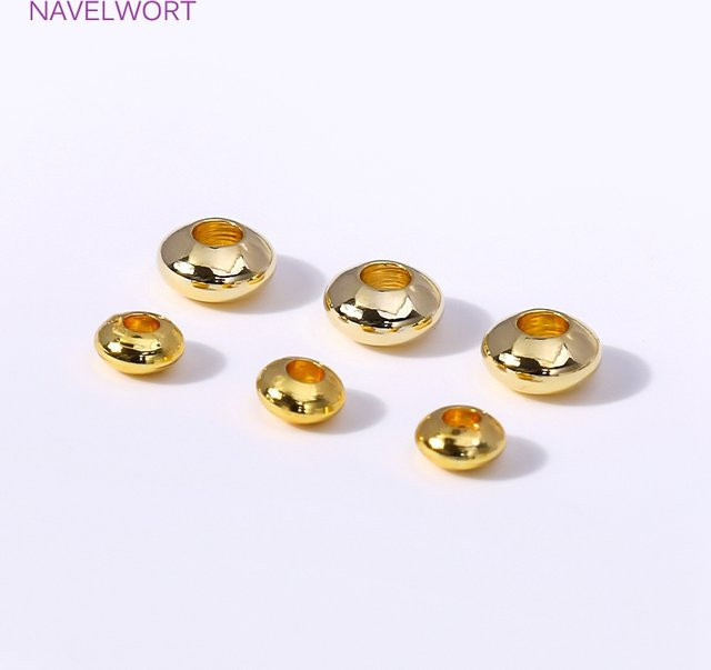 Abstandshalterperlen Messing, 18 Karat vergoldet, rund, konvex, Unisex - Bild 1