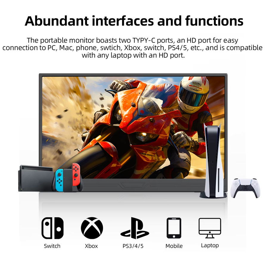 ZSUS 13 Zoll 4K UHD Tragbarer Monitor mit 60Hz in Schwarz für Laptop, PC, Smartphone und Konsolen - Bild 5