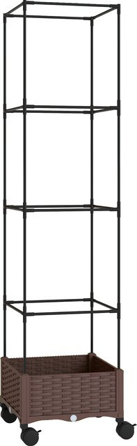 Outsunny Pflanzkasten mit verstellbarem Rankgitter und Rollen in Braun, H x B x T: 165 x 40 x 40 cm - Bild 1
