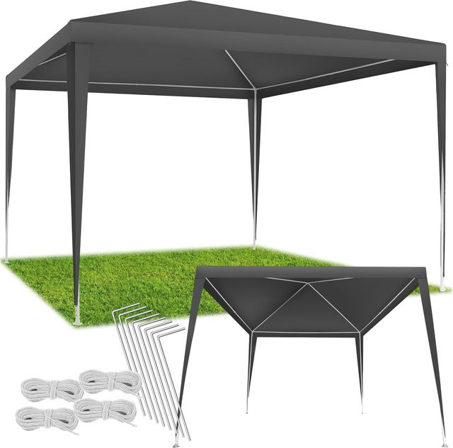 tectake Pavillon Farah Grau, wasserdicht und mit UV-Schutz, B/T/H: 300 x 300 x 250 cm - Bild 1