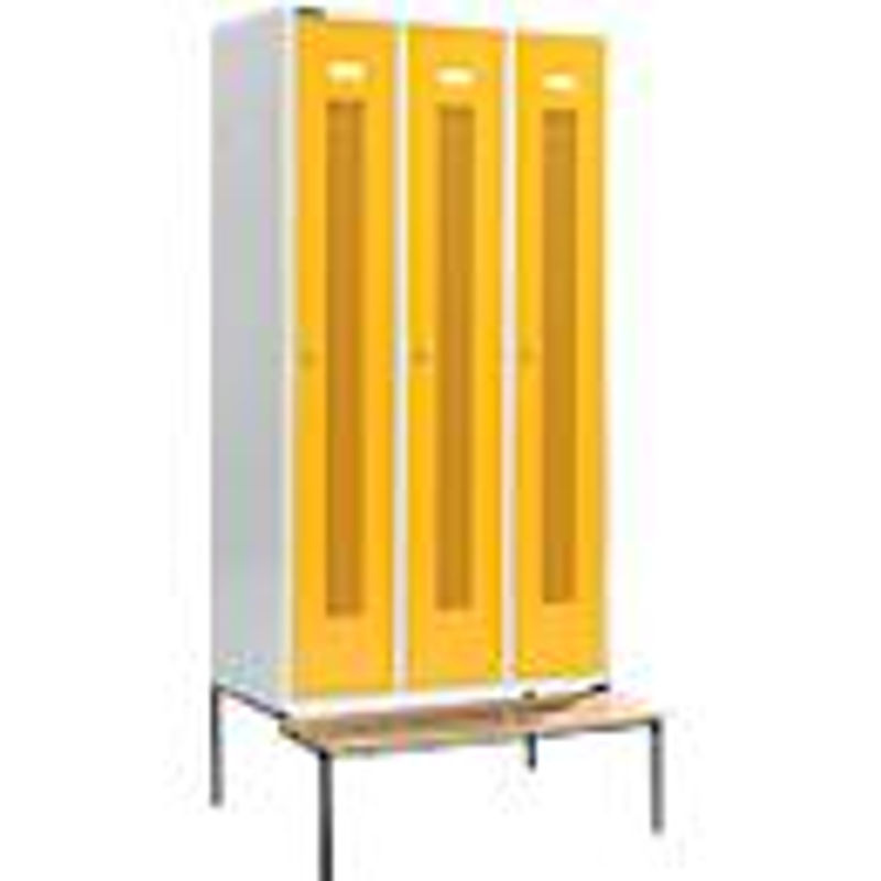 Schäfer Shop Select Kleiderspind mit Sitzbank, 3 Abteile, Zylinderschloss, Farbe: Rapsgelb, Breite: 300 mm - Bild 2